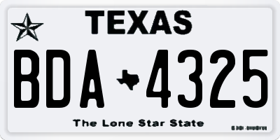 TX license plate BDA4325