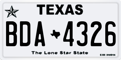 TX license plate BDA4326