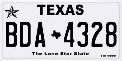 TX license plate BDA4328
