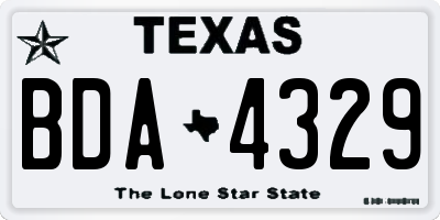 TX license plate BDA4329