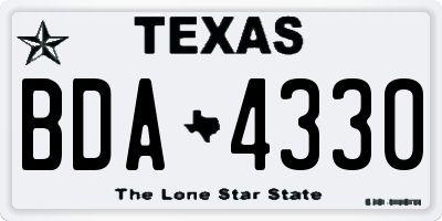 TX license plate BDA4330