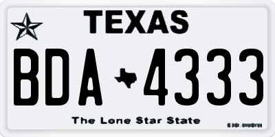 TX license plate BDA4333