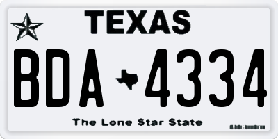 TX license plate BDA4334