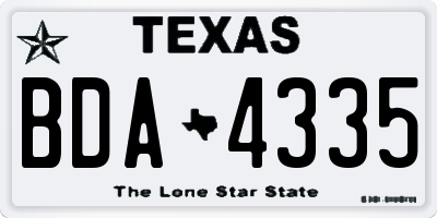 TX license plate BDA4335