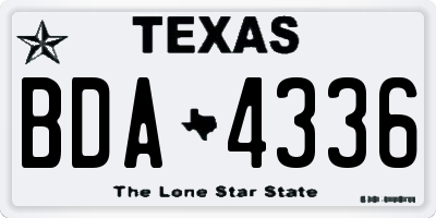 TX license plate BDA4336