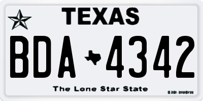 TX license plate BDA4342