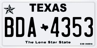 TX license plate BDA4353