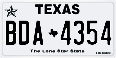 TX license plate BDA4354