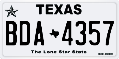 TX license plate BDA4357