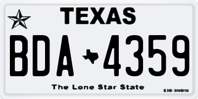 TX license plate BDA4359