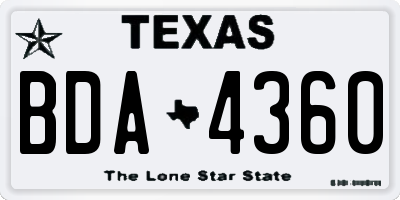 TX license plate BDA4360