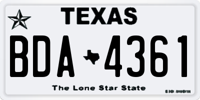 TX license plate BDA4361