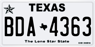 TX license plate BDA4363