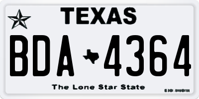 TX license plate BDA4364