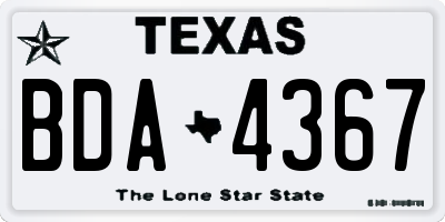 TX license plate BDA4367