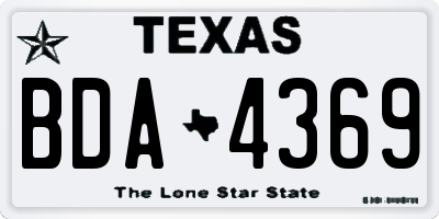 TX license plate BDA4369
