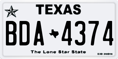 TX license plate BDA4374