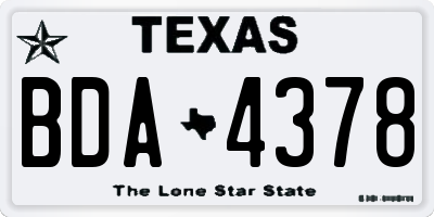TX license plate BDA4378