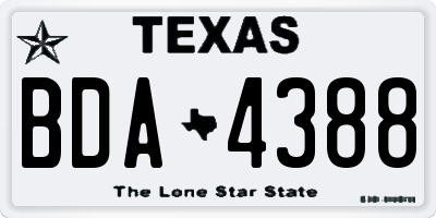 TX license plate BDA4388