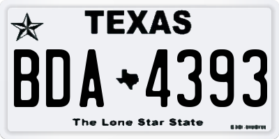 TX license plate BDA4393
