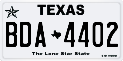 TX license plate BDA4402