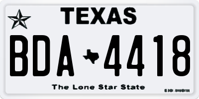 TX license plate BDA4418