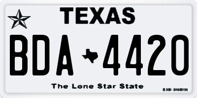 TX license plate BDA4420