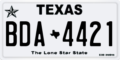 TX license plate BDA4421