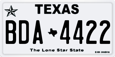 TX license plate BDA4422