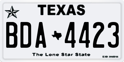 TX license plate BDA4423