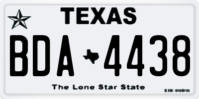 TX license plate BDA4438