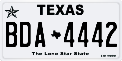 TX license plate BDA4442