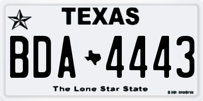 TX license plate BDA4443