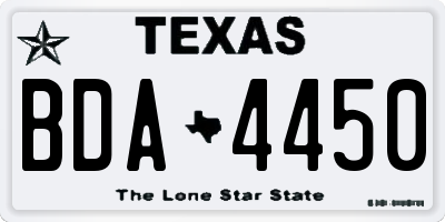 TX license plate BDA4450