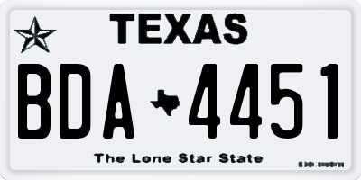 TX license plate BDA4451