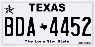 TX license plate BDA4452
