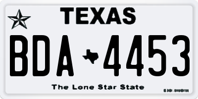 TX license plate BDA4453