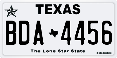 TX license plate BDA4456