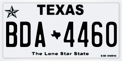 TX license plate BDA4460