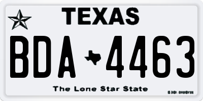TX license plate BDA4463
