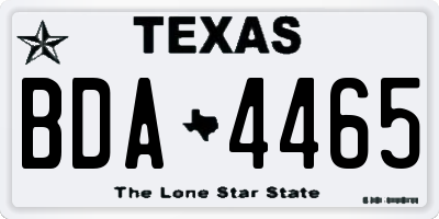 TX license plate BDA4465