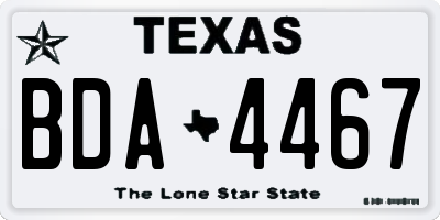 TX license plate BDA4467