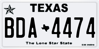 TX license plate BDA4474