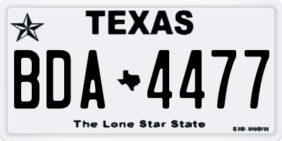 TX license plate BDA4477
