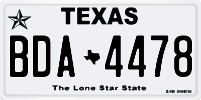 TX license plate BDA4478
