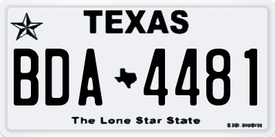 TX license plate BDA4481