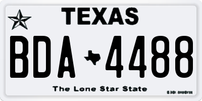 TX license plate BDA4488