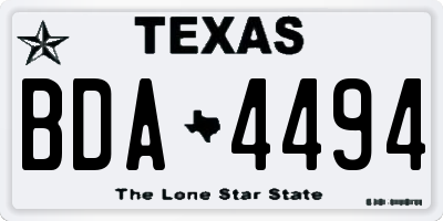TX license plate BDA4494