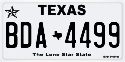 TX license plate BDA4499