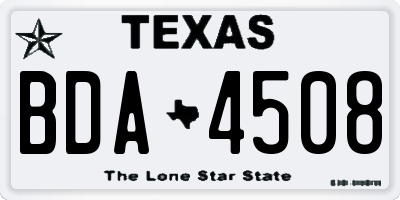 TX license plate BDA4508
